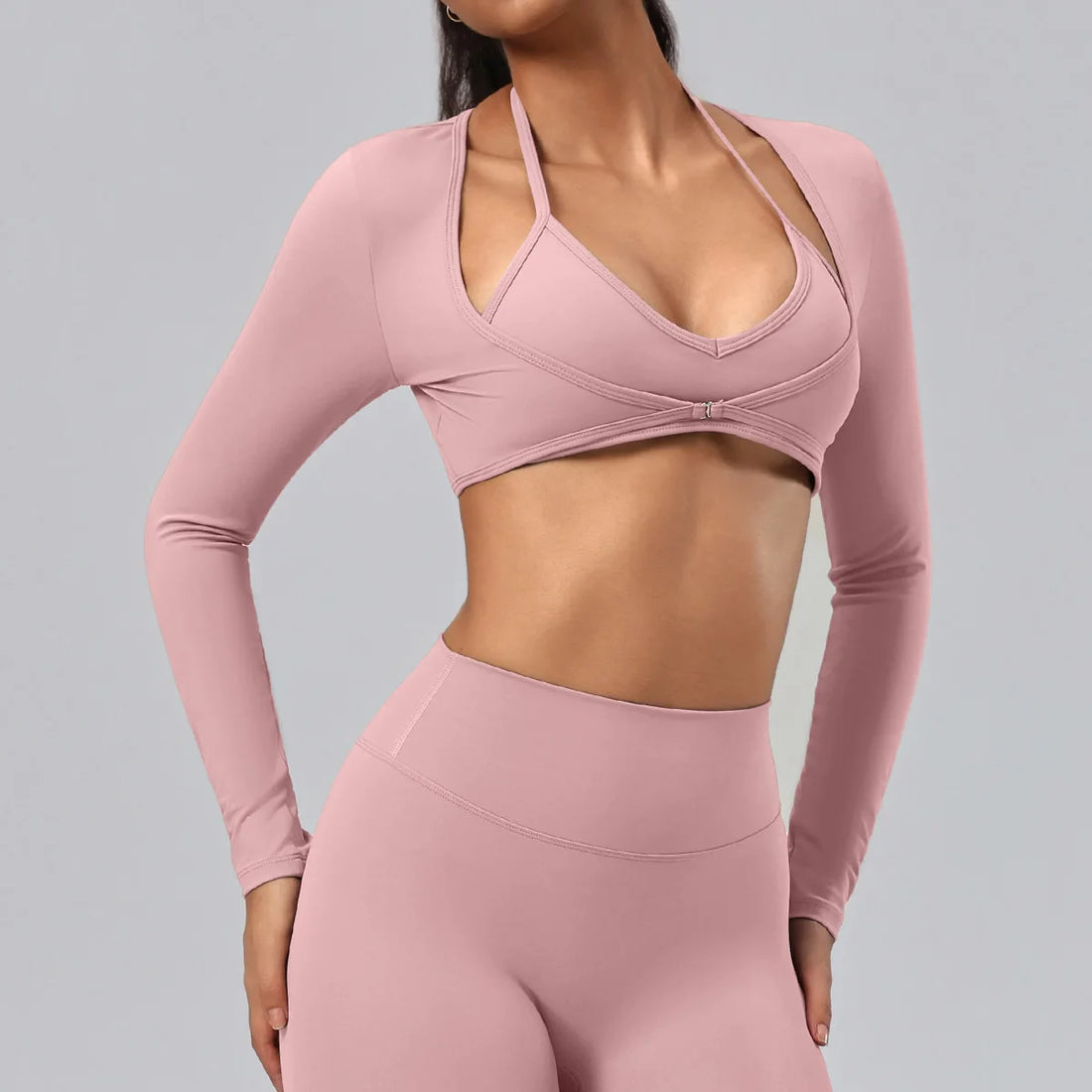 Long-Sleeve Wrap Crop Top