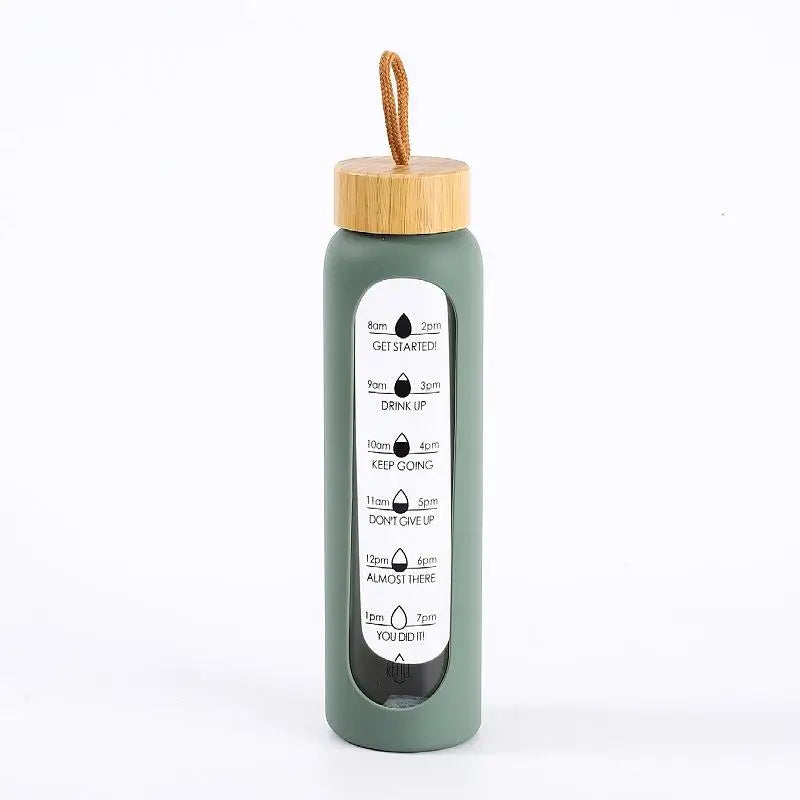 Time-Marker Glass Water Bottle